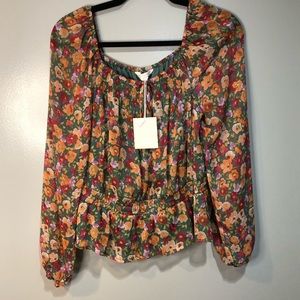 Lauren Conrad Floral Long Sleeve Top NWT